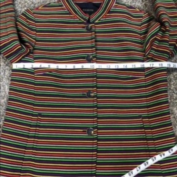 TALBOTS BLAZER COLORFUL YELLOW PURPLE ORANGE RAINBOW STRIPED JACKET. SIZE 6 - Picture 8 of 11
